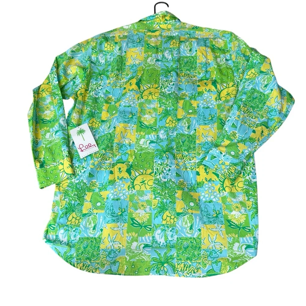 Colorful Green and Yellow Men's Shirt - Picture 4 of 14